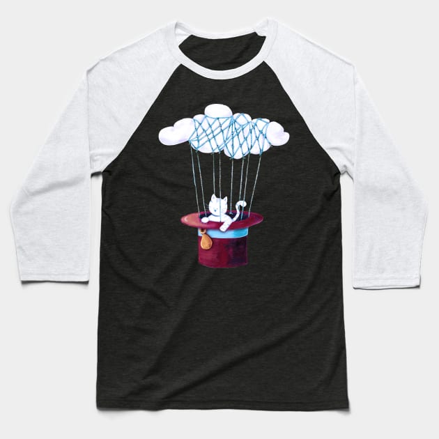 The Cat Travelling in Dreams Baseball T-Shirt by Timone